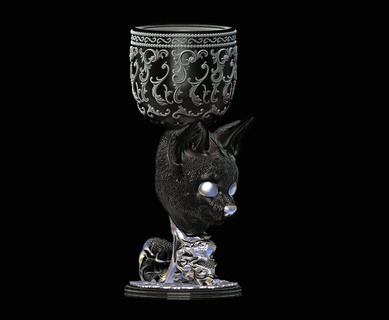deluxe ornamentale gatto calice casa gatti bicchiere amante dei gattino mezzo secolo arredamento progettista arte 3d print model - Mito3D