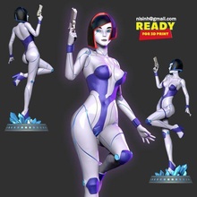 demi untergraben Spiel Roboter Cyber Mädchen 3dprint Statue Zahl 3dprinting Zukunft scifi mech 3d print model - Mito3D