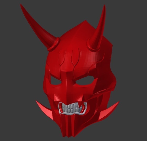 demon oni momotaros máscara kamen jinete den Víspera Santos demonio red cosplay asusta 3D print model - Mito3D