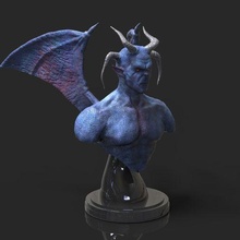 demon blue bust sculture 3dprint 3d print model - Mito3D