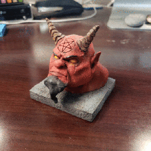 demon bust art devil figure satan desktop horns pentagram 3d print model - Mito3D