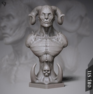 iblis büst canavar baş Sanat heykel oyuncak fantezi yüksek poli koleksiyon 3d print model - Mito3D