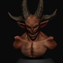 demon bust rpg mini infernal role playing adventure tiefling devil miniature 3d print model - Mito3D