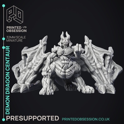 demon dragon centaur - hell hath no fury presupported illustrated stats 32mm scale game dnd d&d dungeons dragons miniature tabletop pathfinder rpg creature monster 5e fantasy wargaming 3d print model - Mito3D