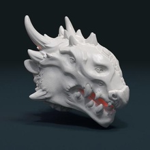 demônio cabeça de dragão a arte as chamas do inferno criatura devi satanás fang monstro terrível 3d print model - Mito3D