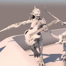 demonio niña guitarrista juego caos miniatura guerra 40k aos 3d print model - Mito3D