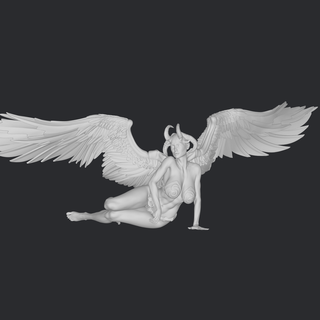 démon fille ailes art 3d print model - Mito3D