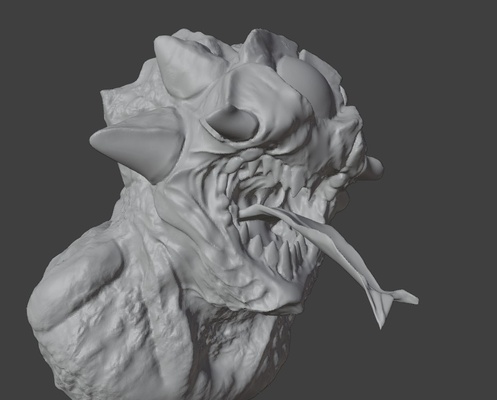 demônio cabeça 2 arte criatura monstro ciclope horror stl 3d print model - Mito3D