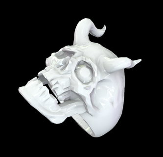 demonio cuerno cráneo anillo joyería joya simbolismo mundo fuerza artesanía macabro sobrenatural audaz abrazo misterioso oscuridad declaración trozo 3d print model - Mito3D