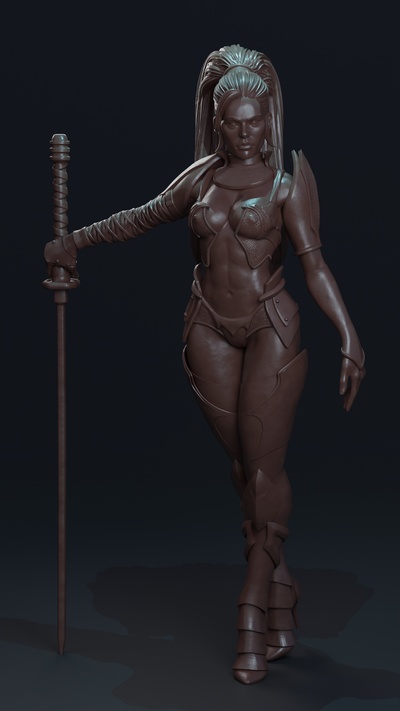 demon huntress game d&d fantasy hunter female character woman warhammer 3d print model - Mito3D