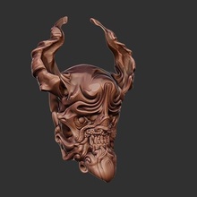 demônio mascarar 3d impressão modelo arte cara arrepiante escultura tribal estátua disfarce artefato satanás ritual vodu 3d print model - Mito3D