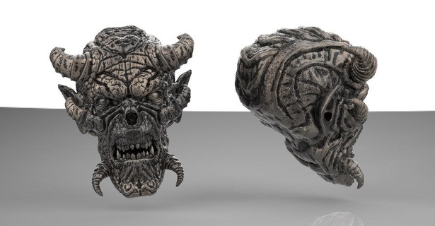 demonio colgante pendiente horror escultura cabeza cráneo cuernos 3d print model - Mito3D