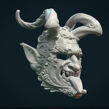 demon satyr mask art baroque decoration inferno devil satan scrolls lucifer 3d print model - Mito3D