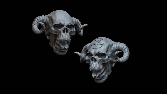 demon skull tongue 2 satan ocult dark horn hell darkart goth creepy death bones occultism witch 3d print model - Mito3D
