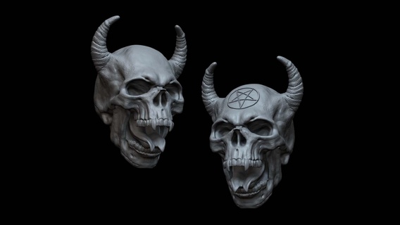 Dämon Schädel Zunge Satan Okkulte dunkel Horn Hölle Darkart Goth gruselig Tod Knochen Okkultismus Hexe 3d print model - Mito3D
