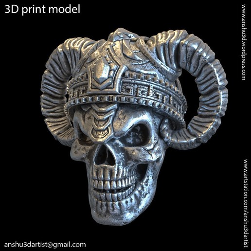 Dämon-Schädel-vol4-Anhänger Schmuck - Anhänger Kreatur mythische Reiter König Krone der ägyptische fantasy alten Teufel Krieger ornament Juwel Bio Mensch Herren punk gothic biker 3D print model - Mito3D