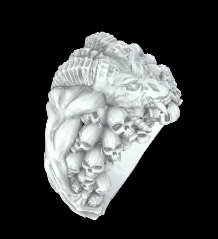 iblis kafatasları yüzük kafatası kötü altın 3D print model - Mito3D