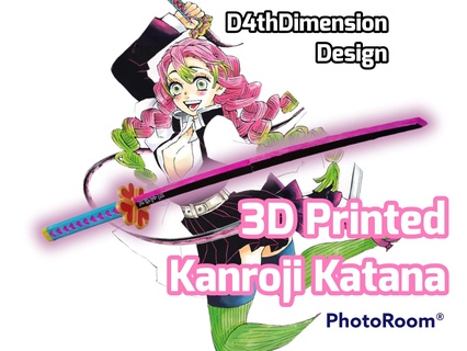 iblis avcı kanroji Katana 1 ölçek kılıç Kostüm oyunu şekil Aşk Hashira Zenitsu Tanjiro rengoku Kamado Nezuko Muzan mevsim 3d print model - Mito3D