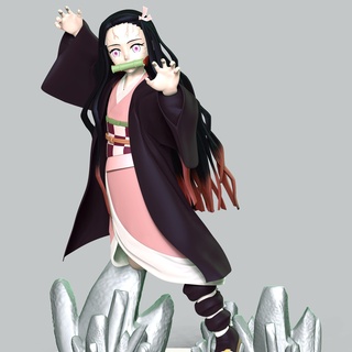démon tueur nezuko démons hinokami chroniques 3dprinting 3dprint manga figure anime statue dessin animé bande dessinée fanart conception personnages 3d print model - Mito3D