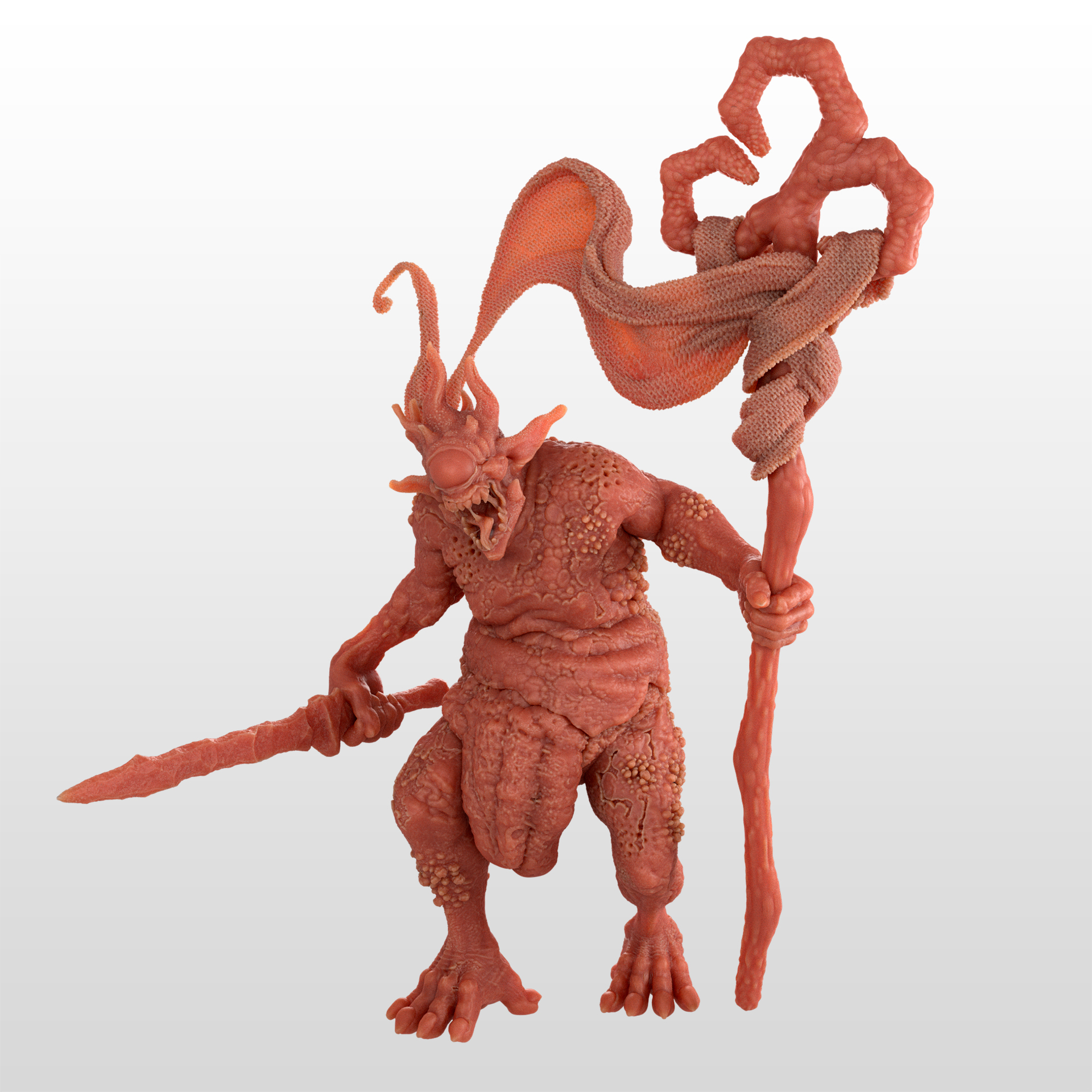 demônio padrão portador jogos agitar exército caos sangue tigela murmúrios tentáculos kitbash kitbashing martelo Bruxas 3D print model - Mito3D