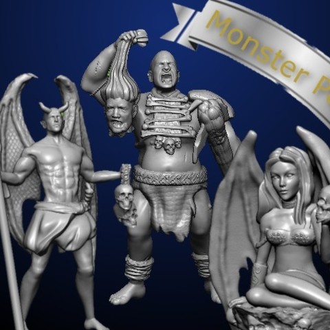 demon succubus giant pack game dungeon dragons d&d fantasy miniature monster 3D print model - Mito3D