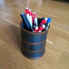 dented barrel pen holder indented pencil cup organization 3d print model - Mito3D