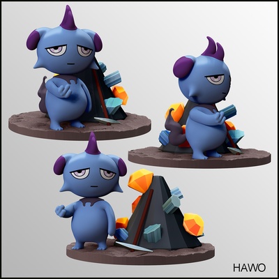 depressivo palworld amigo pokémon jeu bate papo 3d print model - Mito3D