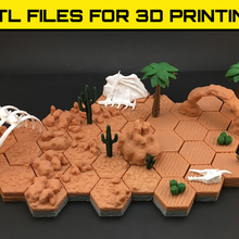 desert set - hex tiles highly detailed 3d game board 3d print model - Mito3D