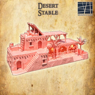 desert stable 28 mm tabletop terrain house rpg dnd town medieval supportfree old stone structure playable interior arab 28mm 25mm 15mm wargame 3d print model - Mito3D