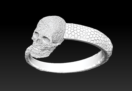 design skull ring crossbones gothic snake scale original jewelry necklace halloween 3d print model - Mito3D