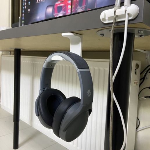 Schreibtisch Kopfhörer Aufhänger unterstützt Halter Unterstützung Stand Büro 3D print model - Mito3D