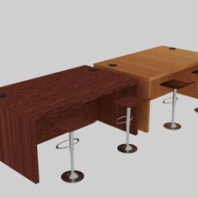 bureau holeside ensemble la maison de l'ameublement le mobilier coin ronde table siège s'asseoir en bois tabouret côté trou 3d print model - Mito3D