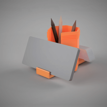 desk organizer - pens + cell biz cards home pencil box case support mobile 3d print model - Mito3D