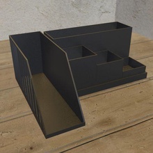 desk stationery organizer toy poly cute black 3d print model - Mito3D