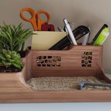 escritorio zen jardín oficina decoración plantas madera planta maceta 3d print model - Mito3D