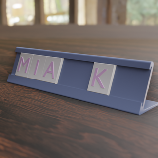 desktop name plate tag desk letter letters office work slider stand workplace 3d print model - Mito3D