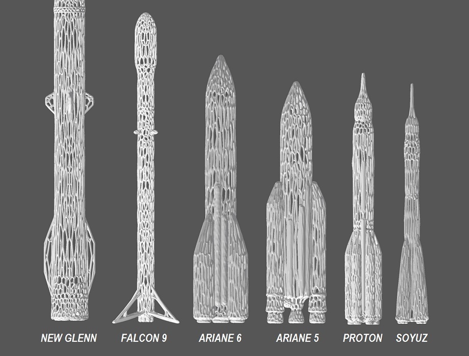 escritorio cohetes quieren Arte aeroespacial ariane azul origen Bluetooth halcón modelo cohete Glenn protón cohetería soyuz spacex esculturas bustos 3D print model - Mito3D