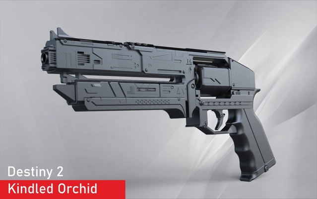 kader 2 tutuşturulmuş orkide efsanevi el top oyun destiny2 silah eyasluna tabanca 3d print model - Mito3D