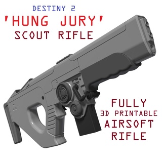 destiny 2 hung jury scout rifle - fully 3d printable airsoft guardian sr4 omolon game prop rif replica video gamingxcults 3d print model - Mito3D
