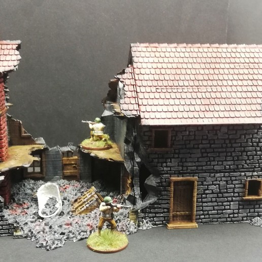 destroyed house 1 - xviii xx period game wargame scenery ruined ruin world war ww2 figurine 3D print model - Mito3D