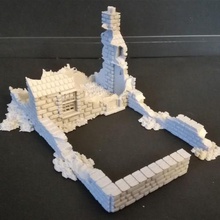 zerstört, kleines Haus 1 - xviii xx Zeit Spiel wargame Landschaft ruiniert Ruine Weltkrieg ww2 Figur 3d print model - Mito3D