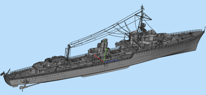 destructeur moyen surface navire militaire 3d print model - Mito3D