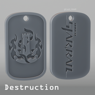 destruction dogtag honkai star rail cosplay game talisman accessories amulet medalion dogtad keychain 3d print model - Mito3D