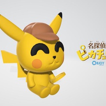 detective pikachu figurine keychain game bobblehead cute figure kawaii objoy pokemon 3d print model - Mito3D