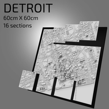 Detroit enmarcado pared Arte paisaje urbano arquitectura edificios recuerdo ciudad mapa regalo 3d diseño 3d print model - Mito3D