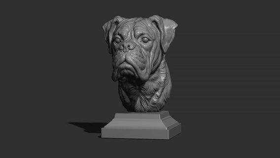 deutscher boxer bust dog breed head german nature animal wild sculpture art statue decor printable pendants medallion cnc relief jewelry 3d print model - Mito3D