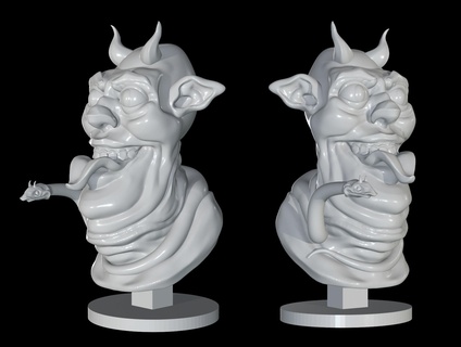 diablo Rey serpiente cara cabeza demonio busto monstruo dibujos animados 3d print model - Mito3D