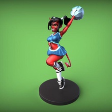 diable de fille pin-up - pom-pom girl art la femelle femme jeune démon figure les miniatures sexy belle jolie fête d'halloween stylisé fantaisie figurine écolière jupe athlétique figurines 3d print model - Mito3D