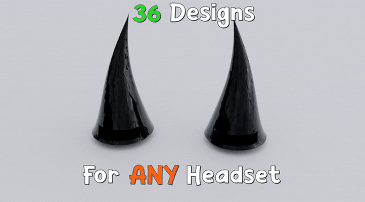 devil horns dragon succubus mega bundle headset velcro strips 36 designs 3d printed cosplay accessory horned design high-quality stl gaming unique headphones strip high quality edgy style demon universal attachment 3d print model - Mito3D