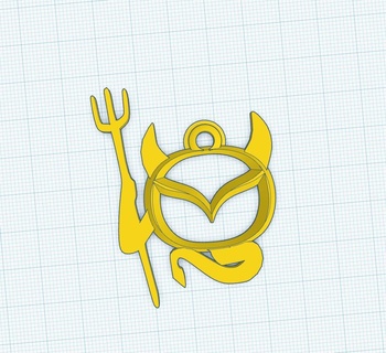 devil mazda car logo badge silhouette keyring 3d print model - Mito3D